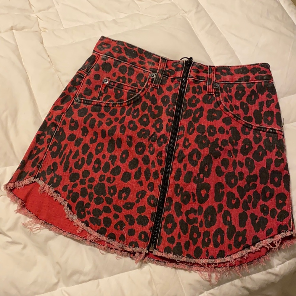Carmar leopard denim mini skirt
